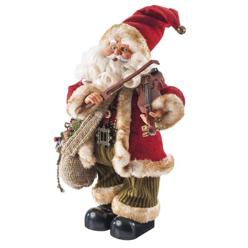 Père Noel musical jouant du violon - Décorations de Noël - Provence Père Noel musical jouant du violon - Décorations de Noël - Provence